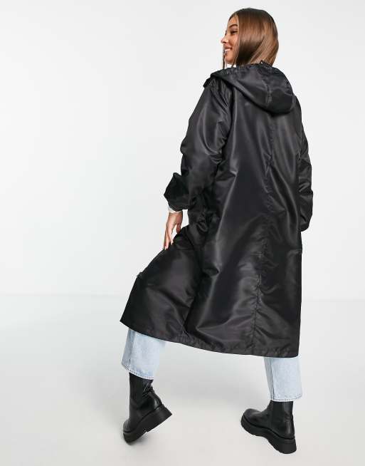 ASOS DESIGN nylon maxi raincoat in black