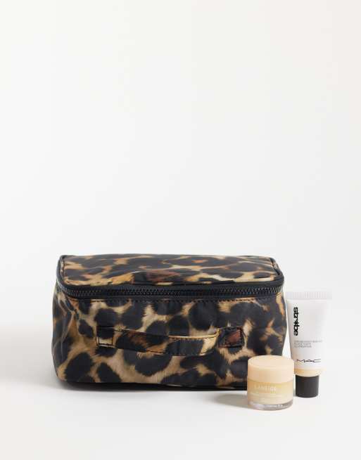 ASOS DESIGN nylon medium vanity bag in leopard print, 2 of 4