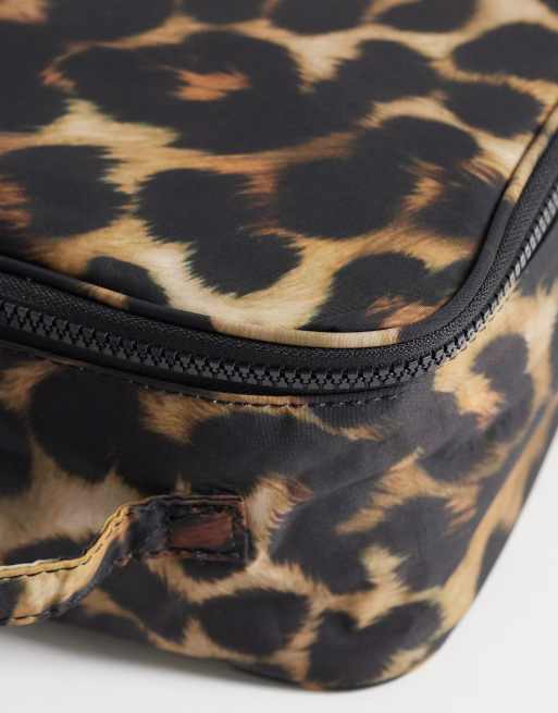 ASOS DESIGN nylon medium vanity bag in leopard print, 3 of 4