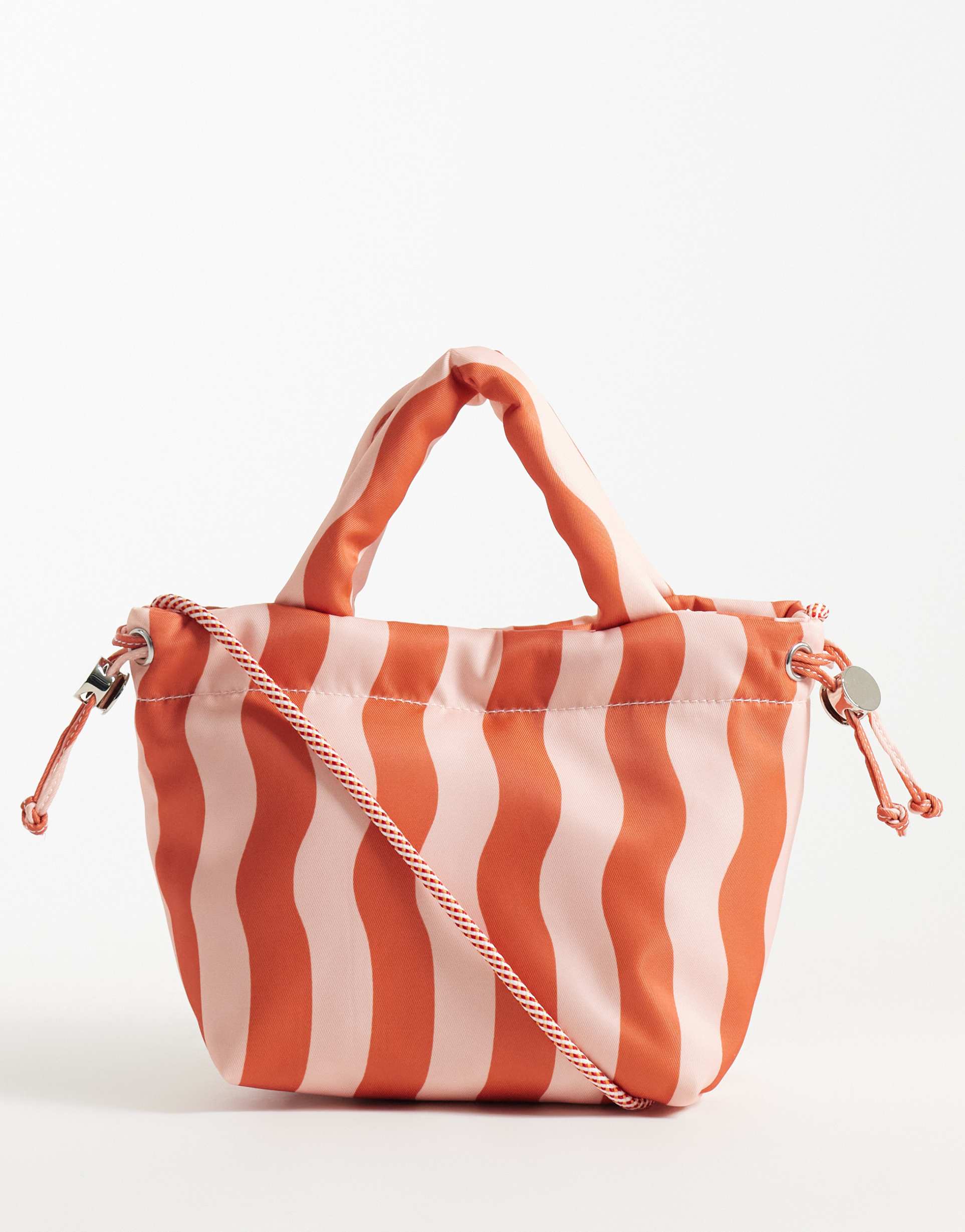 asos design nylon mini grab cross body tote in multi striped print