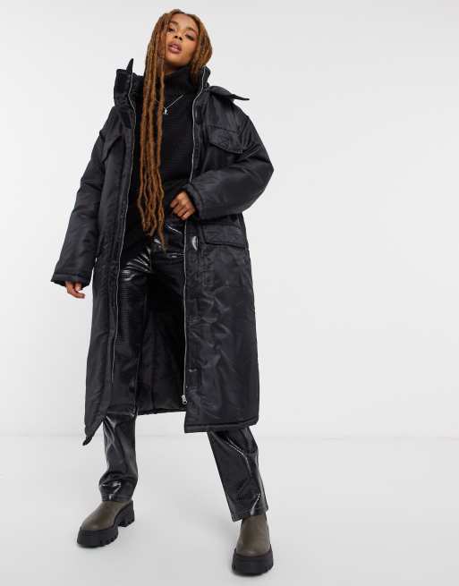 ASOS DESIGN - Nylon parka in zwart