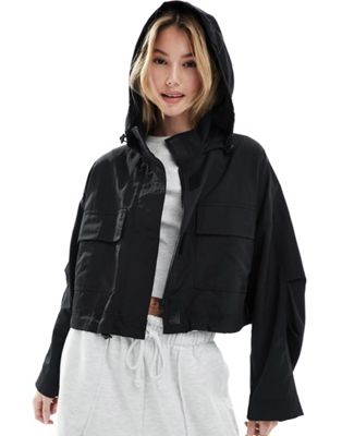 ASOS DESIGN nylon pocket jacket in black