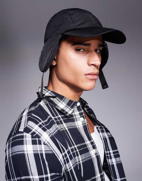 ASOS DESIGN nylon puffer trapper cap in black - view 1
