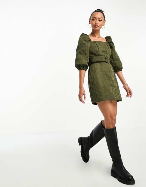 Zara green belted clearance dress