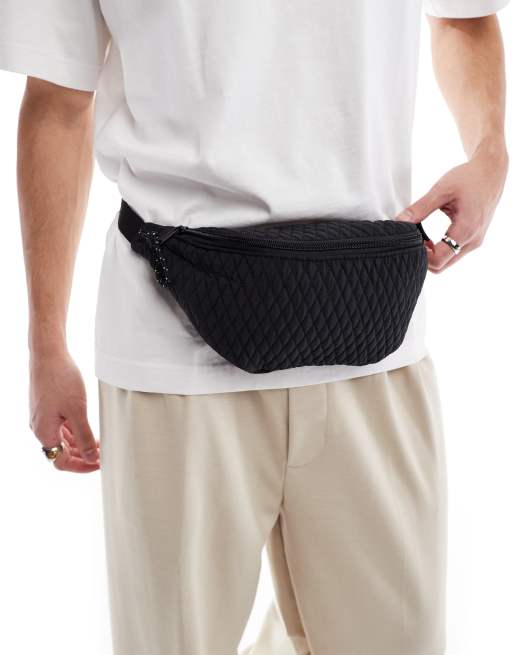 ASOS DESIGN nylon quilted bumbag in black, 3 of 4