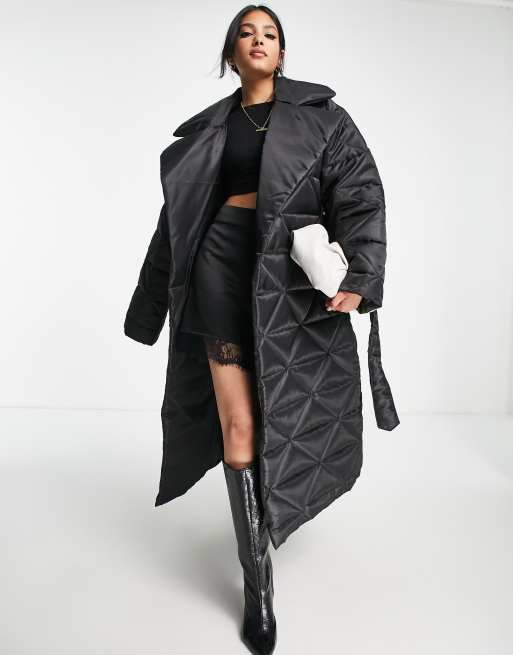 ASOS Weekend Collective maxi padded coat with back graphic in black