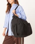 [ASOS DESIGN] ASOS DESIGN nylon ruched pocket tote bag in black No Size BLACK