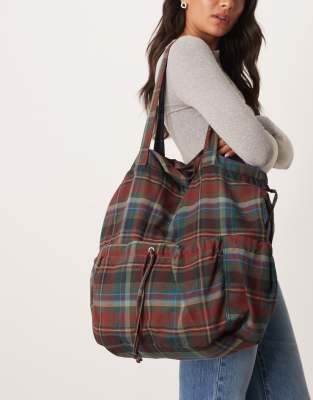 Asos Design Nylon Ruched Pocket Tote Bag In Multi