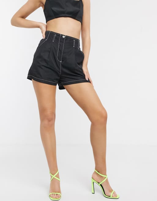 ASOS DESIGN nylon short with contrast stitch in black ASOS