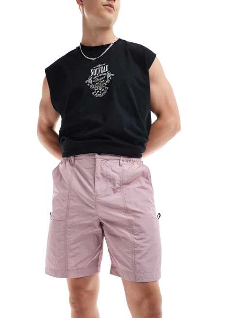 ASOS DESIGN nylon shorts with utility styling in pink (part of a set), 5 of 5
