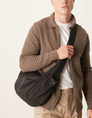 Asos Design Nylon Sling Bag In Black