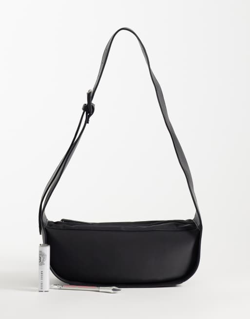 ASOS DESIGN nylon sling bag in black, 2 of 4