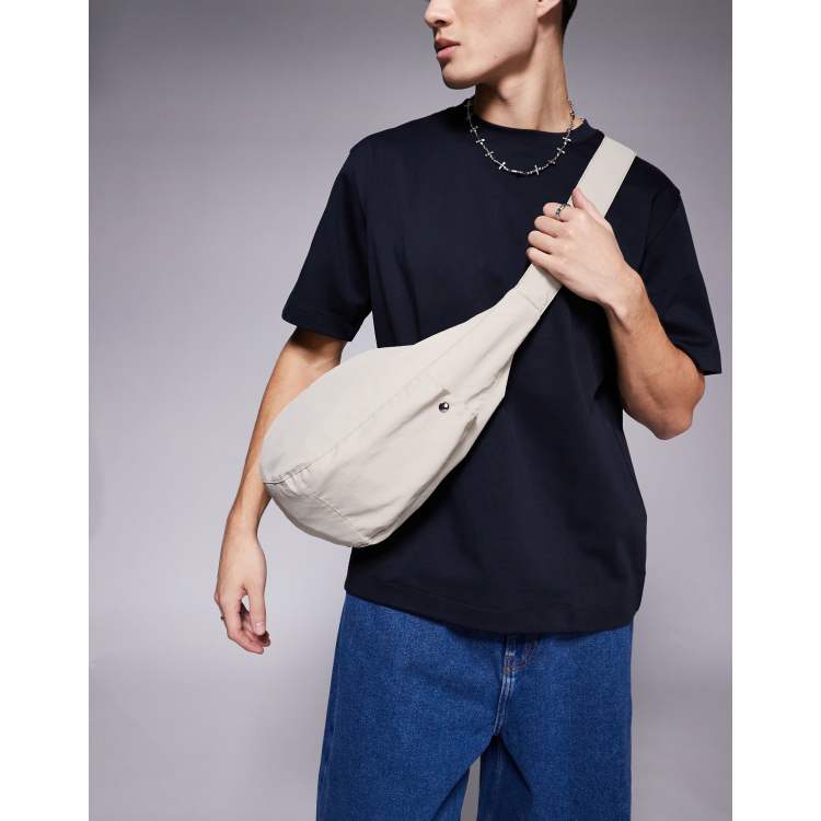 ASOS DESIGN nylon sling bag in stone | ASOS