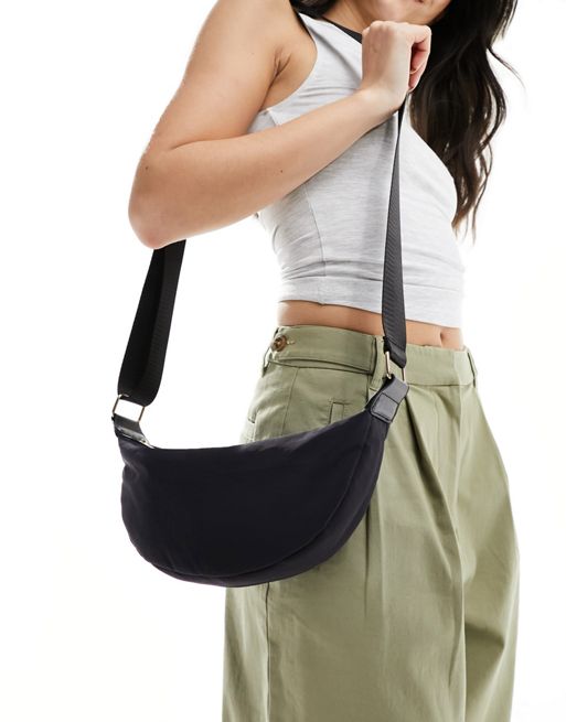 ASOS DESIGN nylon sling crossbody bag in black | ASOS