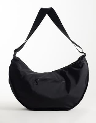 Asos Design Nylon Sling Crossbody Bag In Black