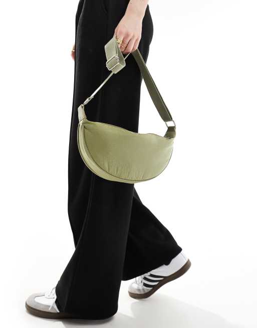 ASOS DESIGN nylon sling crossbody bag in light khaki ASOS