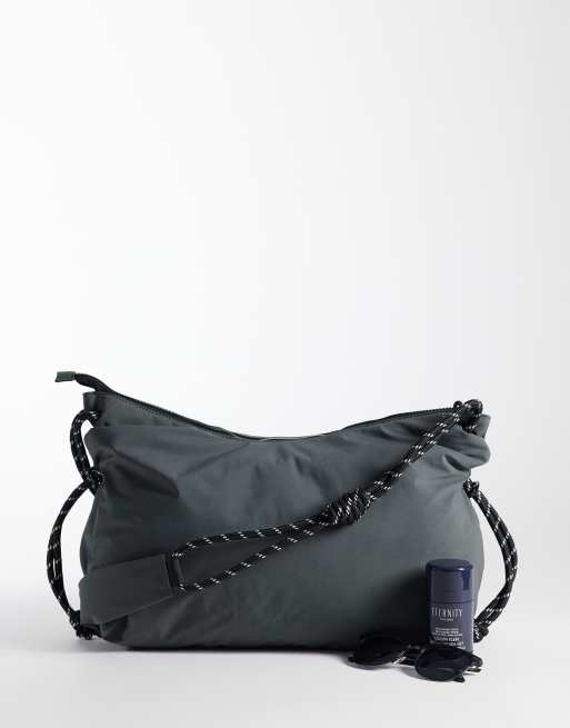 ASOS DESIGN nylon slouch sling crossbody bag in grey, 2 of 4