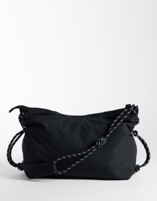 Asos Design Nylon Slouchy Sling Crossbody Bag In Black