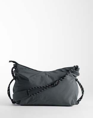Asos Design Nylon Slouchy Sling Crossbody Bag In Gray