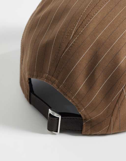 ASOS DESIGN nylon tech stripe cap in brown, 2 of 3
