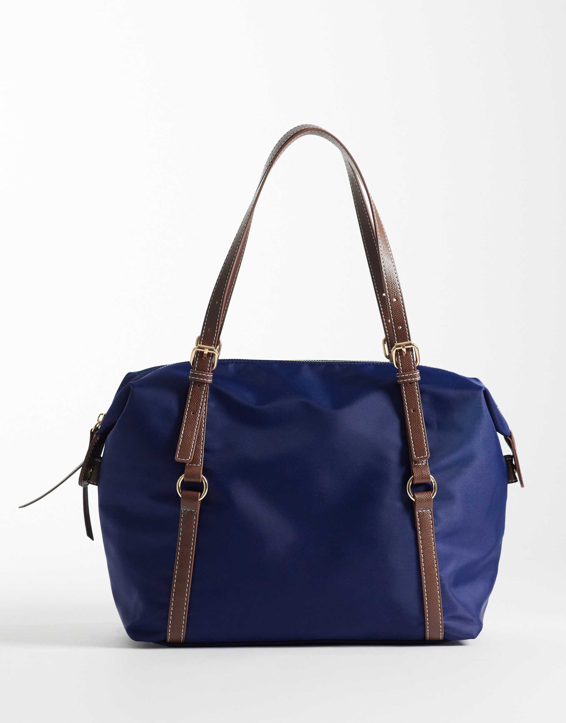 asos design nylon tote bag in navy