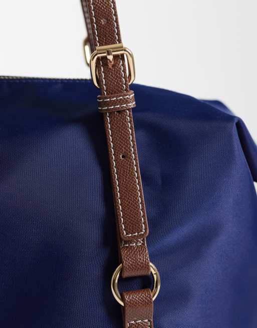 ASOS DESIGN nylon tote bag in navy, 3 of 4