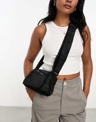 ASOS DESIGN nylon utility dual wear crossbody bag in black