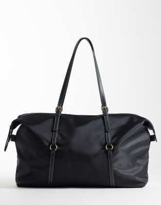 Asos Design Nylon Weekend Bag In Black