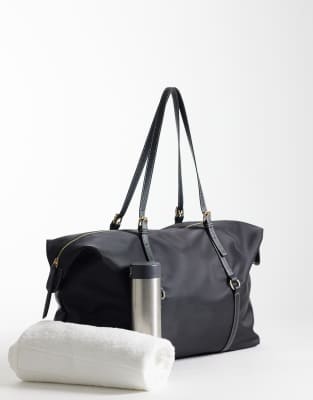 Asos Design Nylon Weekend Bag In Black