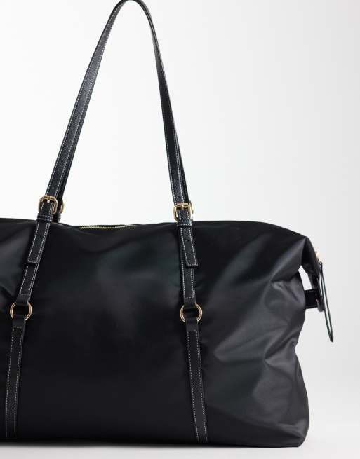 ASOS DESIGN nylon weekend bag in black, 4 of 4