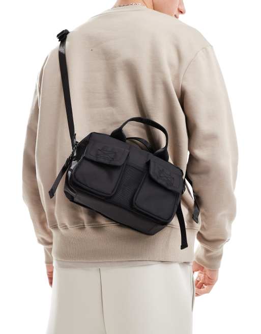 ASOS DESIGN – Nylonowa torebka crossbody z uchwytem na górze i kieszeniami w bojówkowym stylu