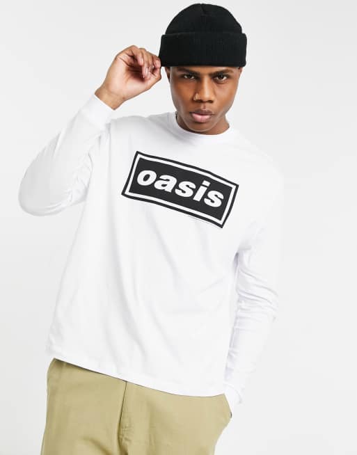 ASOS DESIGN Oasis relaxed long sleeve t-shirt with front print in white