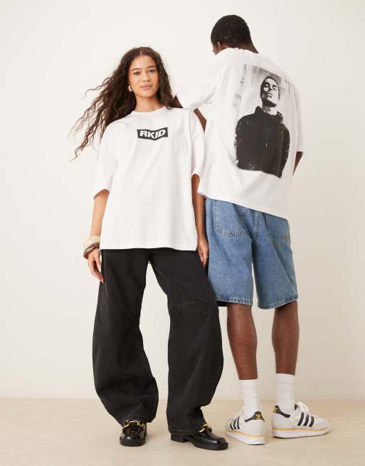 ASOS DESIGN - OASIS – Vit, oversize t-shirt i unisex-modell med licensierat RKID Liam-tryck, 3 av 4