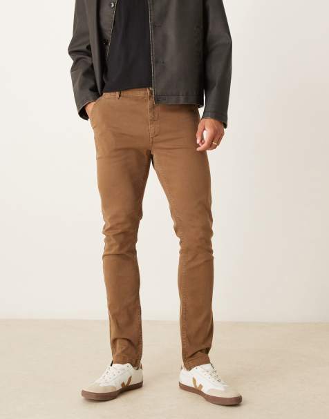 ASOS DESIGN skinny trousers in brown