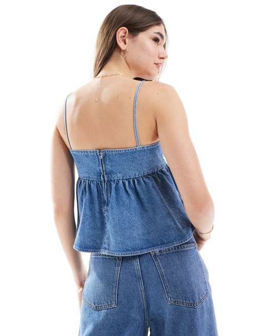 ASOS DESIGN – Oberteil aus ausgebleichtem Denim im Babydoll-Stil, 4 von 4