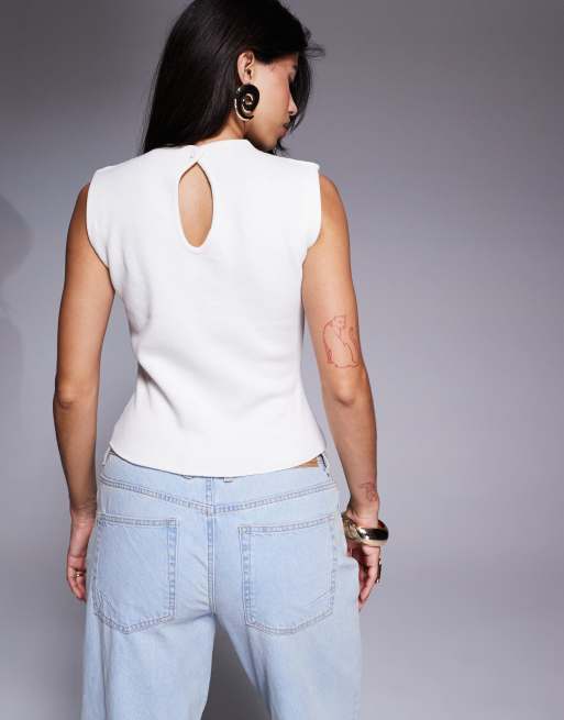 ASOS DESIGN – Oberteil aus kompaktem Strick in Ecru, 4 von 4