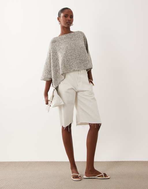 ASOS DESIGN Oberteil aus strukturiertem Strick mit Cape-Ärmeln in Khaki, 2 von 4