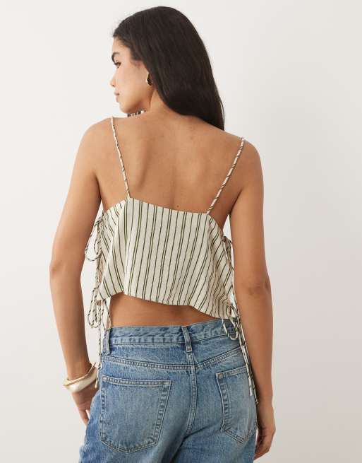 ASOS DESIGN Oberteil für den Strand als Kombiteil mit eckigem Ausschnitt und Streifen, 2 von 4