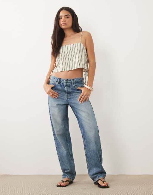 ASOS DESIGN Oberteil für den Strand als Kombiteil mit eckigem Ausschnitt und Streifen, 3 von 4