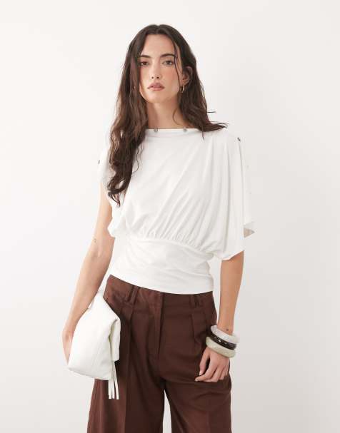 ASOS DESIGN – Oberteil in Cremeweiß mit Knopfleiste und vielseitigen Tragemöglichkeiten - view 1