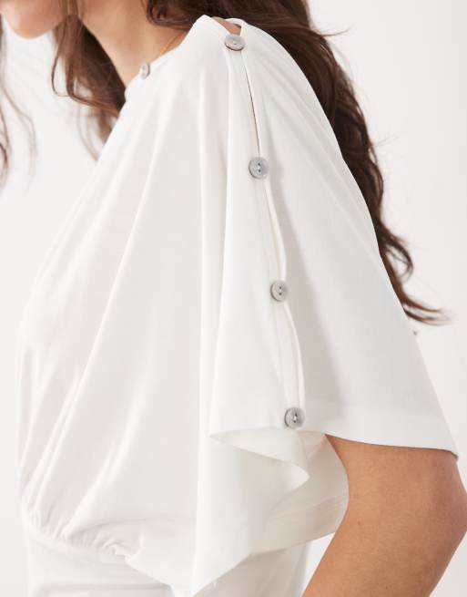 ASOS DESIGN – Oberteil in Cremeweiß mit Knopfleiste und vielseitigen Tragemöglichkeiten, 4 von 4