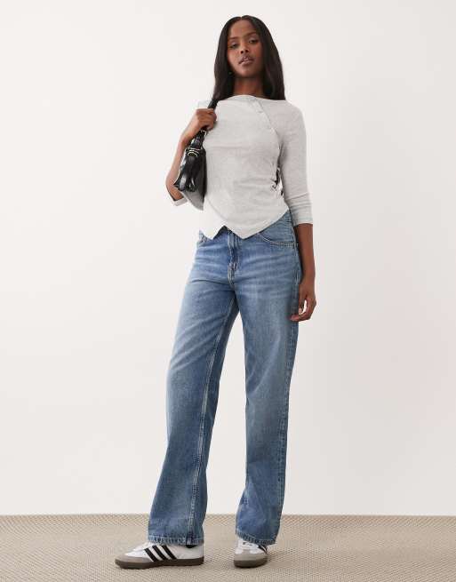 ASOS DESIGN – Oberteil in Grau mit asymmetrischer Knopfleiste und Dreiviertelärmeln, 2 von 4