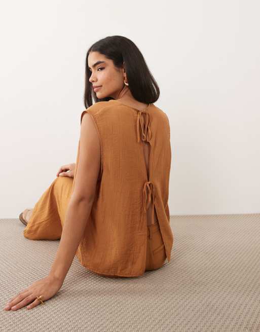 ASOS DESIGN – Set mit kastigem Oberteil mit Knitterstruktur, 2 von 3