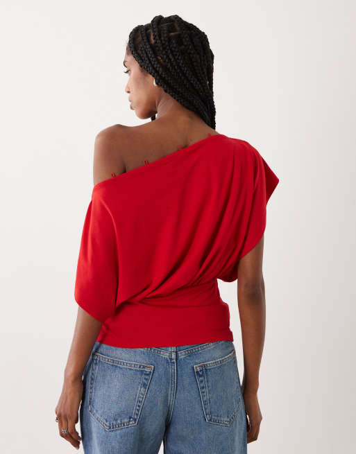 ASOS DESIGN – Oberteil in Rot mit Knopfleiste für verschiedene Tragemöglichkeiten, 4 von 4