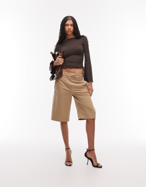 ASOS DESIGN – Oberteil in Schokobraun mit ausgestellten Ärmeln und Tunnelzug, 2 von 4