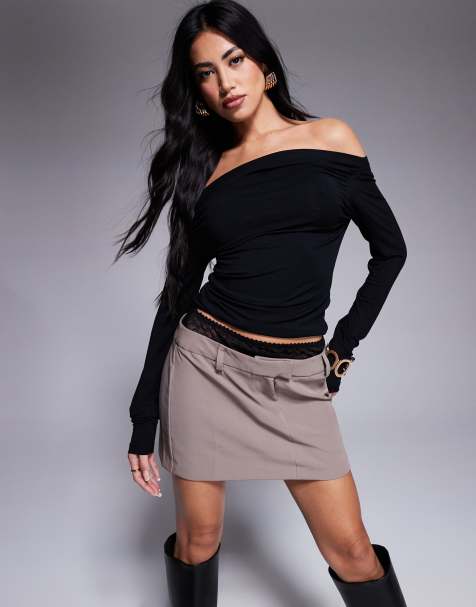 ASOS DESIGN – Oberteil in Schwarz mit extremem Bardot-Ausschnitt - view 1