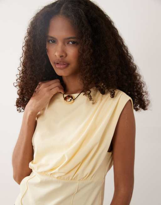 ASOS DESIGN Oberteil mit Korsettbund und gerafftem Oberteil in Cremeweiß, 3 von 4
