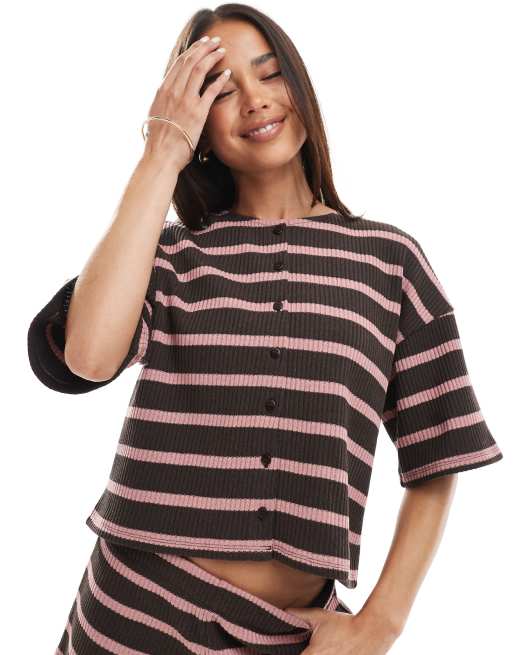 ASOS DESIGN – Oberteil mit Patchwork-Streifen, Kombiteil