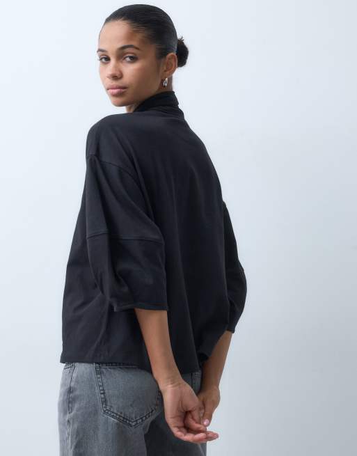 ASOS DESIGN Oberteil mit Schnürdetail und langen Ärmeln in Schwarz, 3 von 5