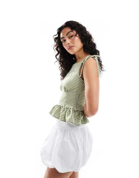 ASOS DESIGN – Oberteil mit Vichy-Karos und Binde-Trägern - view 1